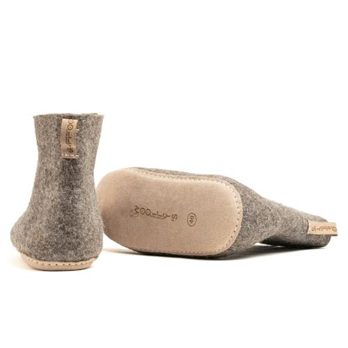 laydown image of Indoor Boots With Leather Sole