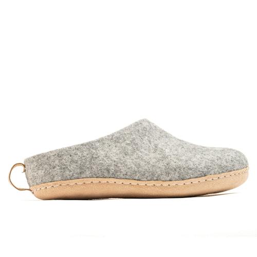 laydown image of Indoor Open Heel Slippers With Leather Sole