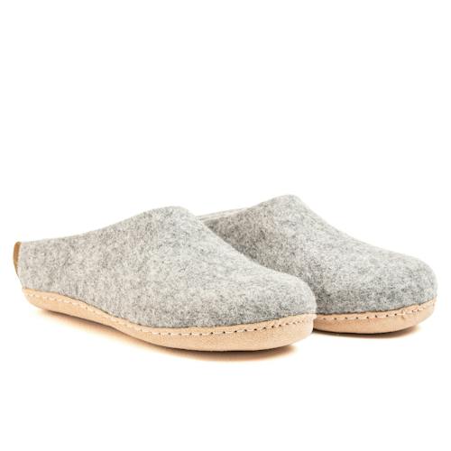 laydown image of Indoor Open Heel Slippers With Leather Sole