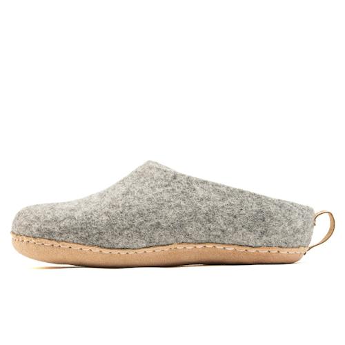 laydown image of Indoor Open Heel Slippers With Leather Sole