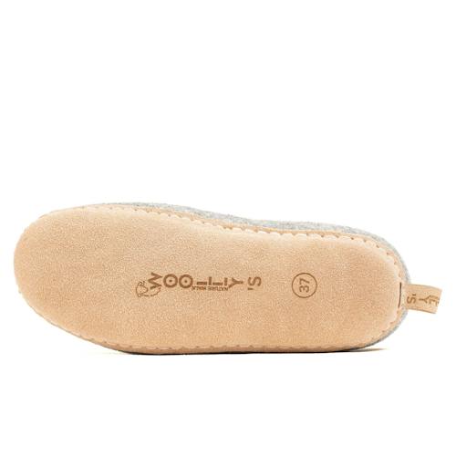 laydown image of Indoor Open Heel Slippers With Leather Sole