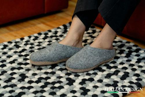 lifestyle image of Indoor Open Heel Slippers With Leather Sole