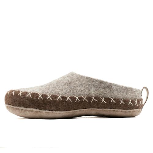 laydown image of Indoor Open Heel Slippers With Leather Sole