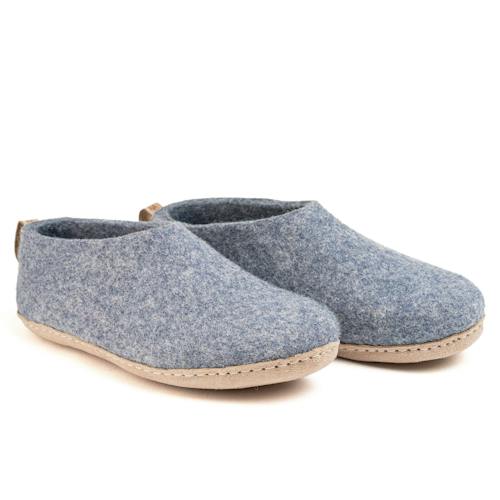 laydown image of Indoor Shoes With Leather Sole
