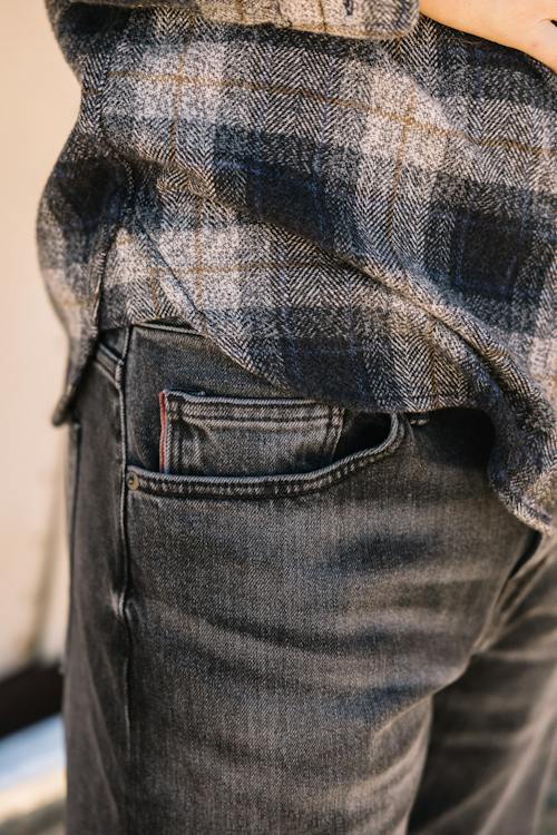 lifestyle image of The Barrel Straight Stretch Selvedge Denim