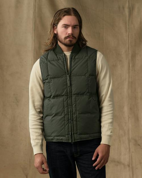on model image of Heritage Cotton Down Vest