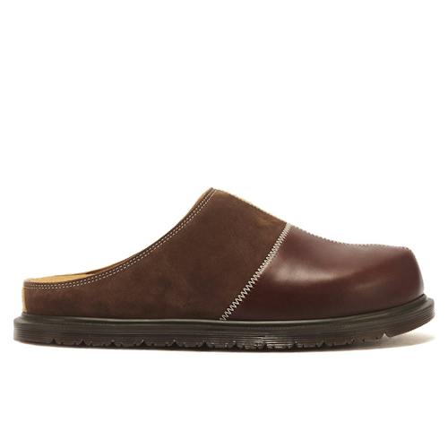 laydown image of San Patchwork Leather & Suede Mules