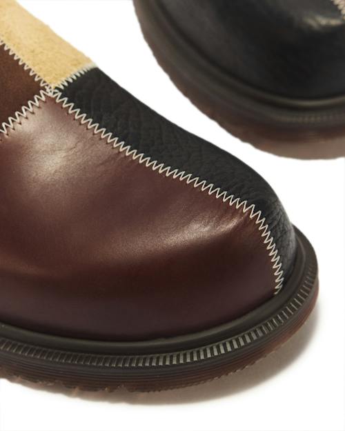 laydown detail image of San Patchwork Leather & Suede Mules
