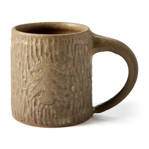 laydown image of Leather Textured Logo Mug
