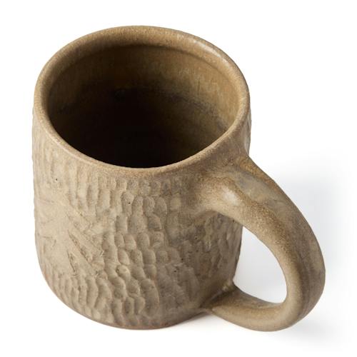 laydown image of Leather Textured Logo Mug