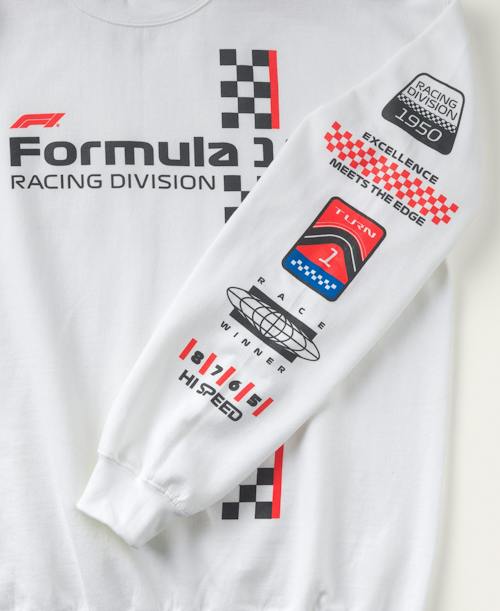 laydown detail image of F1 Racing Stripe Crewneck