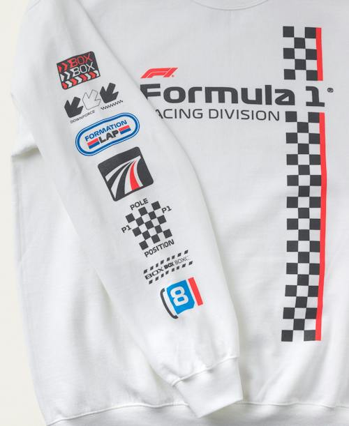 laydown detail image of F1 Racing Stripe Crewneck