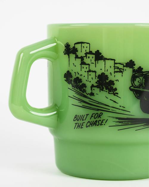 laydown detail image of "Built for the Chase" Milk Glass Mug