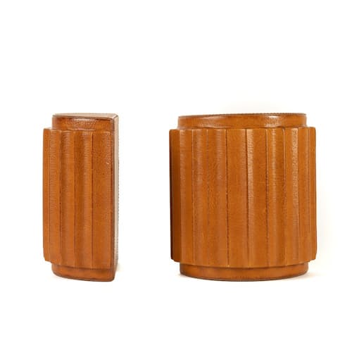 laydown image of Leather Column Bookends