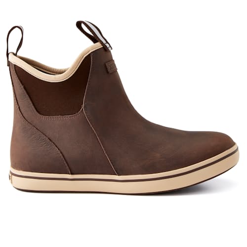 laydown image of Leather Ankle Deck Boot