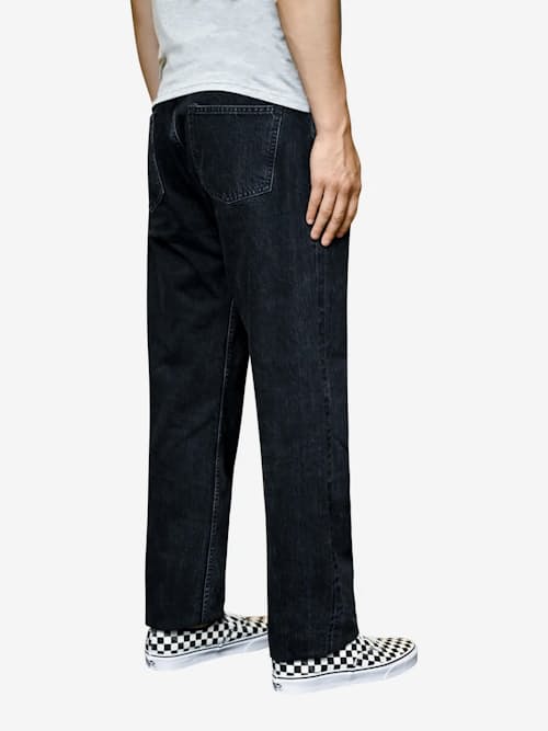 on model image of Classic Straight Selvedge Denim Jeans