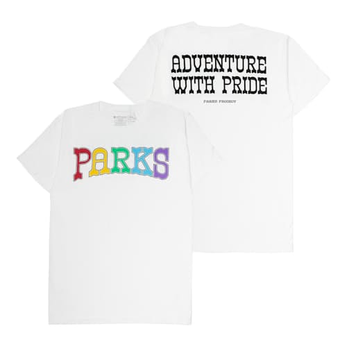 laydown image of Adventure with Pride Parks Tee