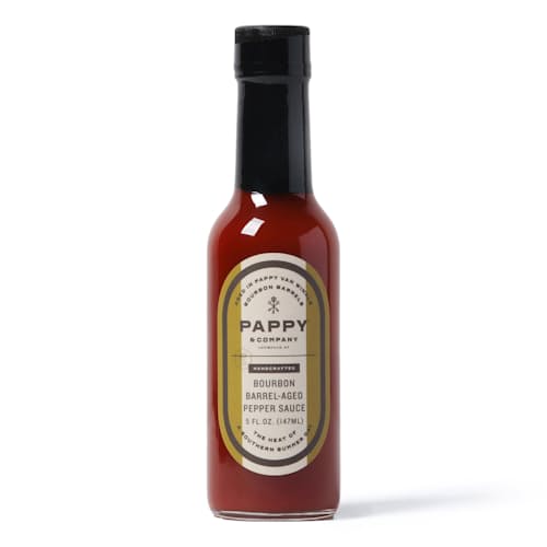 laydown image of Pappy Barrel-Aged Pepper Sauce
