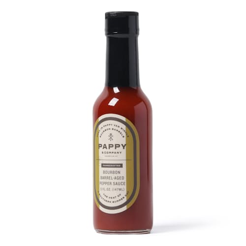 laydown image of Pappy Barrel-Aged Pepper Sauce