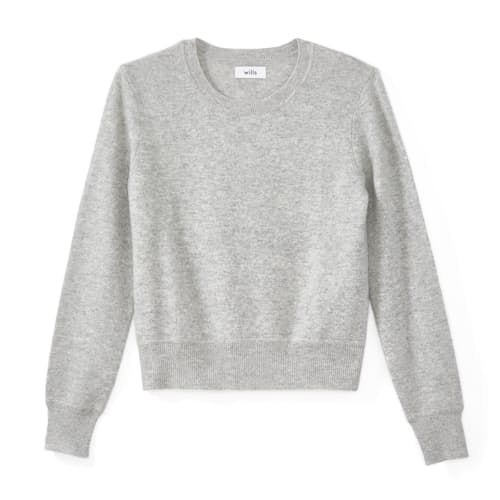 laydown image of Women's Brushed Cashmere Cropped Sweater
