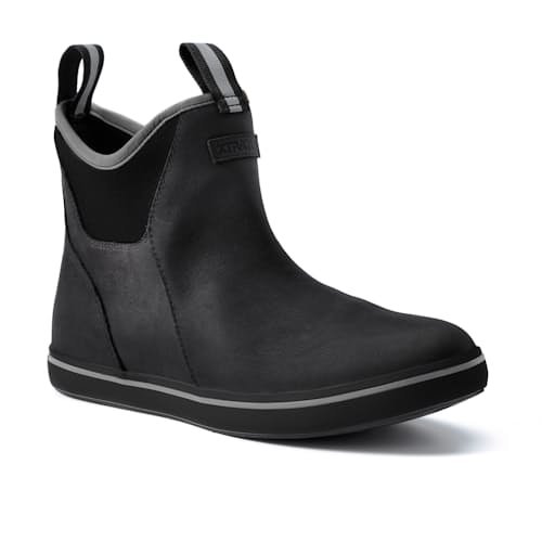 laydown image of Leather Ankle Deck Boot