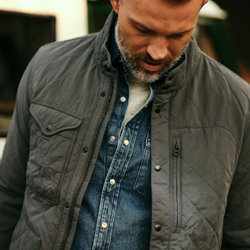 laydown image of Quilted Tanker Jacket