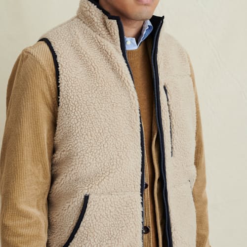laydown image of Reversible Utility Vest in Sherpa