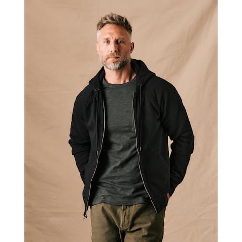 on model image of 10-Year Full Zip Hoodie