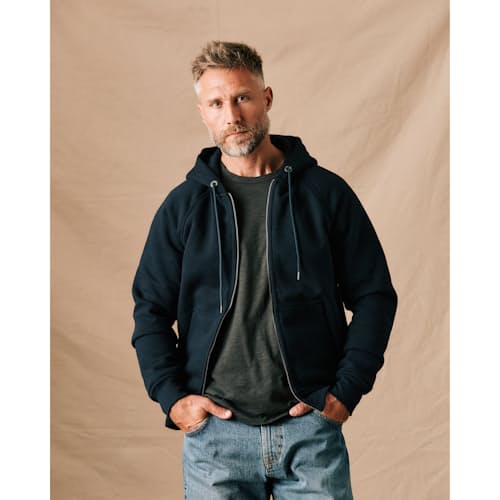 on model image of 10-Year Full Zip Hoodie