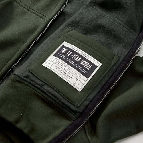 laydown detail image of 10-Year Full Zip Hoodie