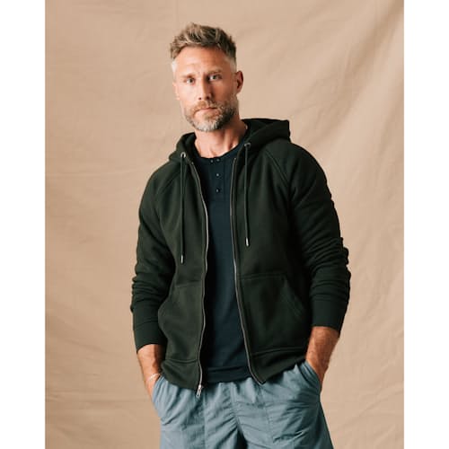 on model image of 10-Year Full Zip Hoodie