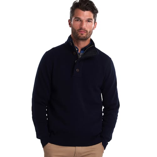 laydown image of Essential Patch Half Zip Sweater