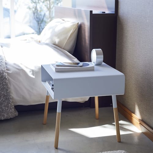 lifestyle image of Plain Side Table with Storage Shelf