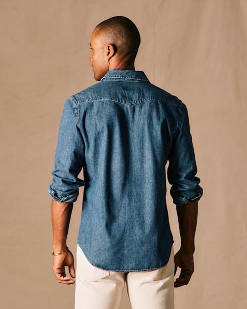 on model image of Bone Button Western Shirt