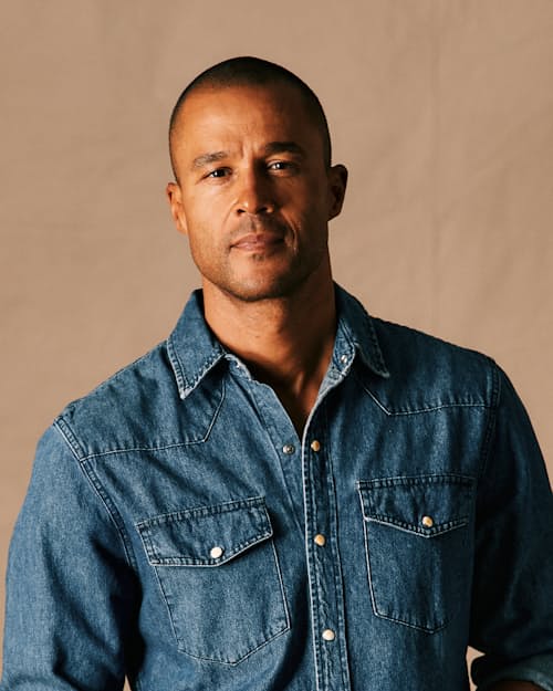 on model image of Bone Button Western Shirt