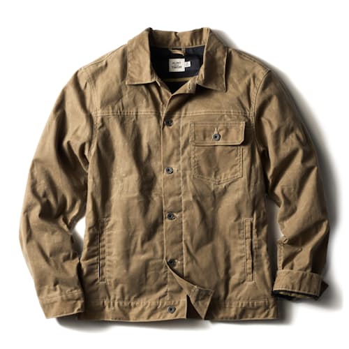 laydown image of Flannel-Lined Waxed Trucker Jacket