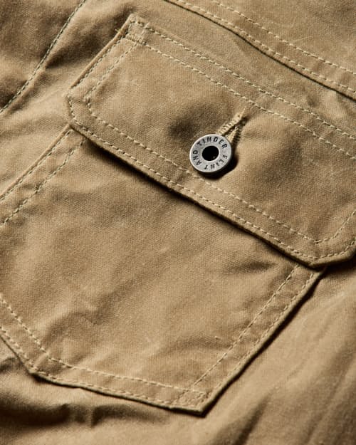 lifestyle image of Flannel-Lined Waxed Trucker Jacket