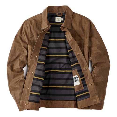 laydown image of Flannel-Lined Waxed Trucker Jacket