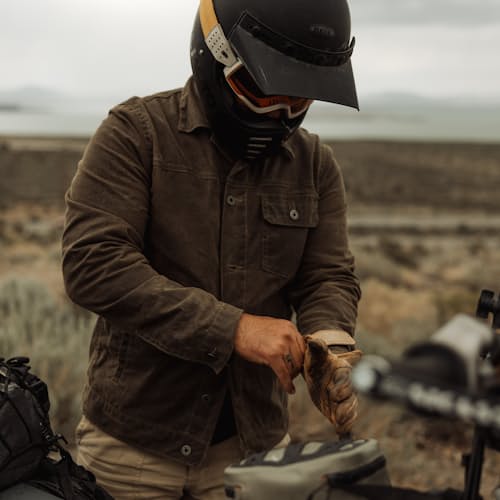 laydown image of Flannel-Lined Waxed Trucker Jacket