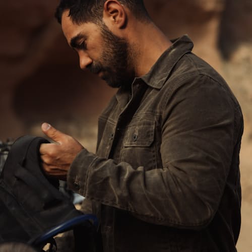 laydown image of Flannel-Lined Waxed Trucker Jacket