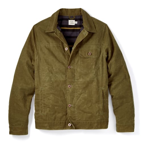 laydown image of Flannel-Lined Waxed Trucker Jacket