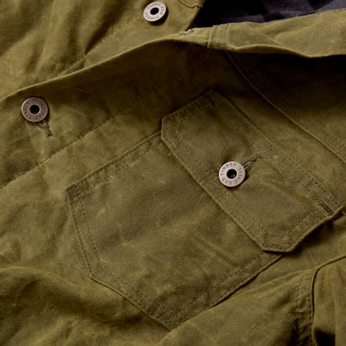 laydown image of Flannel-Lined Waxed Trucker Jacket