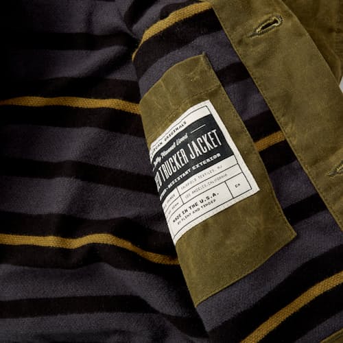 laydown image of Flannel-Lined Waxed Trucker Jacket