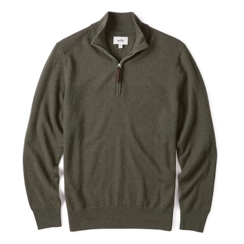 laydown image of Classic Cashmere Quarter Zip Sweater