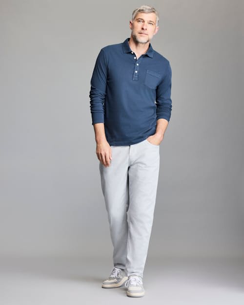 on model image of Pensacola Long Sleeve Polo