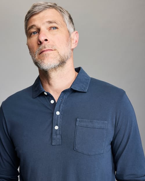 on model image of Pensacola Long Sleeve Polo