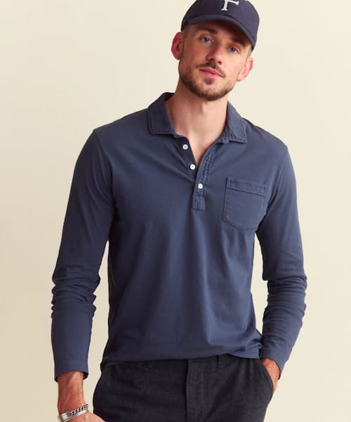 on model image of Pensacola Long Sleeve Polo