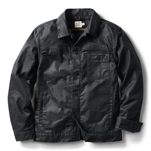laydown image of Flannel-Lined Waxed Trucker Jacket