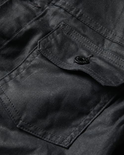 laydown detail image of Flannel-Lined Waxed Trucker Jacket