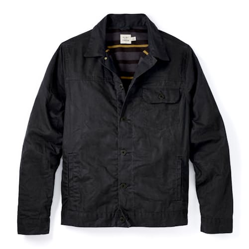 laydown image of Flannel-Lined Waxed Trucker Jacket